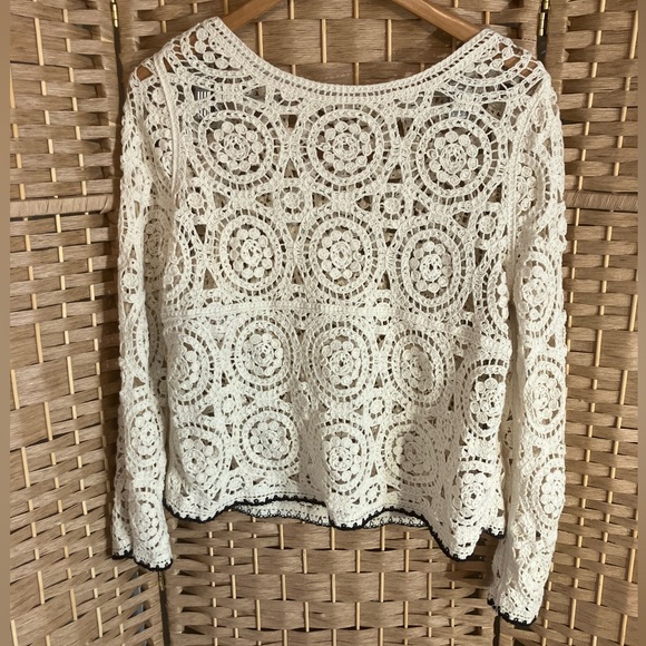 Ultra Pink Tops - Boho Crochet Cotton Top